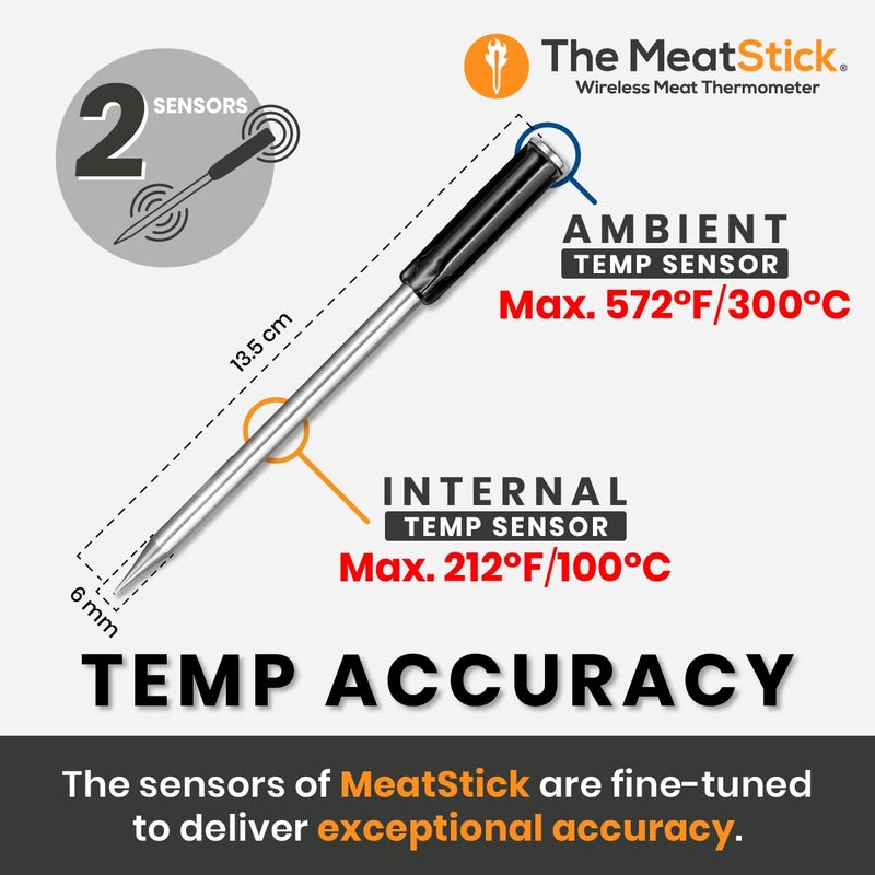 The MeatStick Xtender Set | Smart Wireless Meat Thermometer | 300ft Range Digital Food Probe with Bluetooth | for Smoking, Grilling, BBQ, Air Fryer, Deep Frying, Oven, SousVide, Rotisserie - Image 4